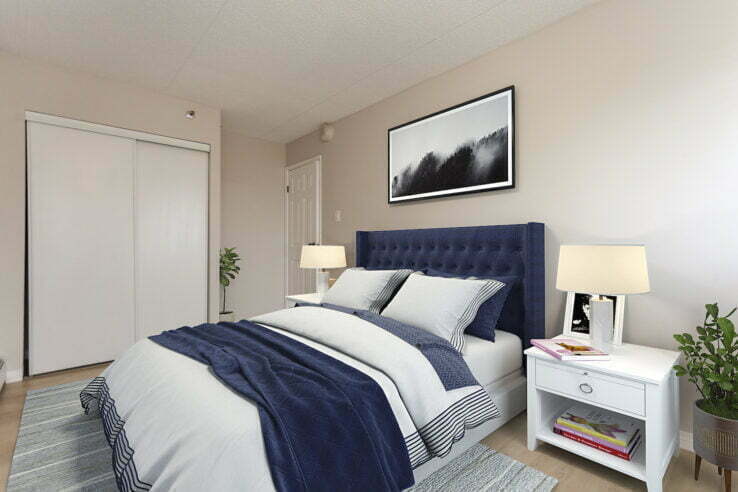 bedroom in a 2 bedroom unit at Barrington Place in Saskatoon, Saskatchewan