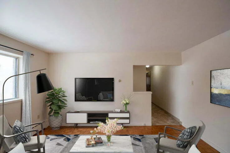 living area in a 2 bedroom unit at Bel Manor in Winnipeg, Manitoba