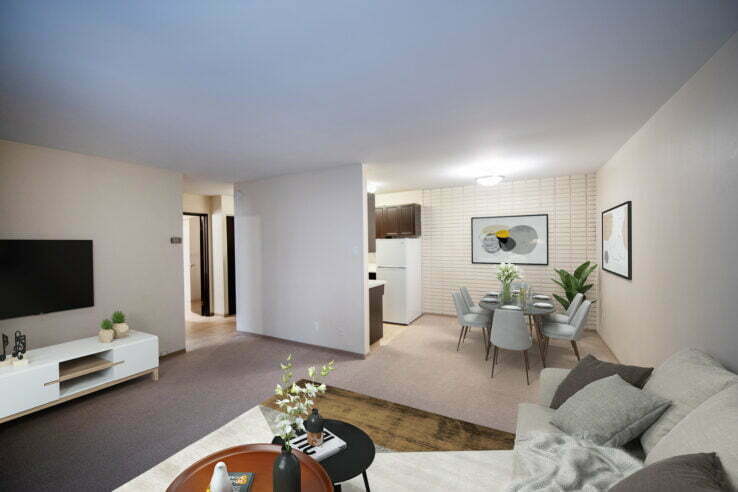 living area in a 1 bedroom unit at Century Grant in Winnipeg, Manitoba