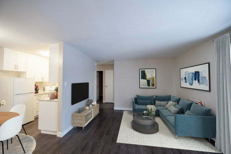 living area in a 1 bedroom unit at Century Roblin in Winnipeg, Manitoba