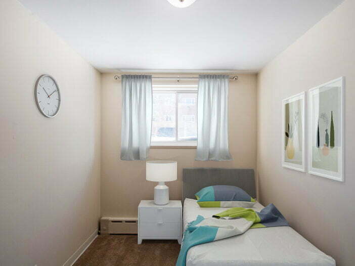 bedroom in a 2 bedroom unit at Edison Court in Winnipeg, Manitoba
