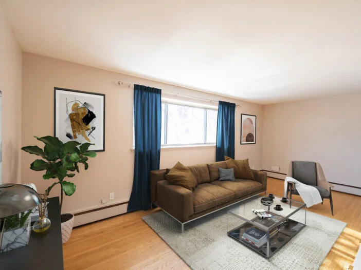 living area in a 2 bedroom unit at Forks Manor in Winnipeg, Manitoba