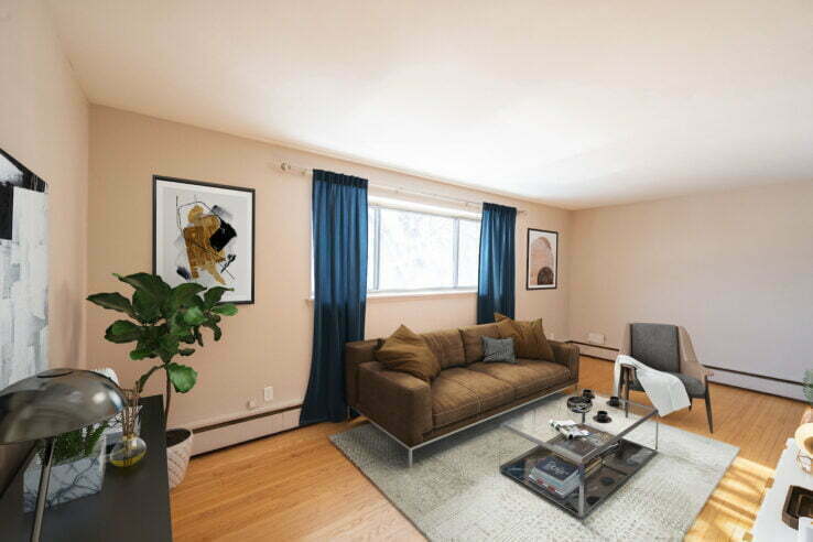 living area in a 2 bedroom unit at Forks Manor in Winnipeg, Manitoba