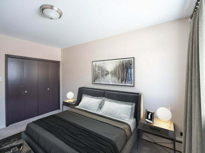 bedroom in a 2 bedroom unit at Forks Manor in Winnipeg, Manitoba
