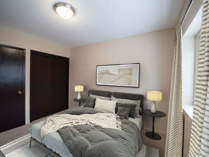 bedroom in a 1 bedroom unit at Gateway Apartments in Winnipeg, Manitoba