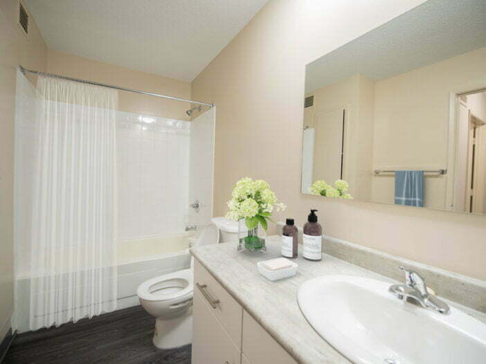 bathroom in a 1 bedroom unit at Golden Arms in Winnipeg, Manitoba