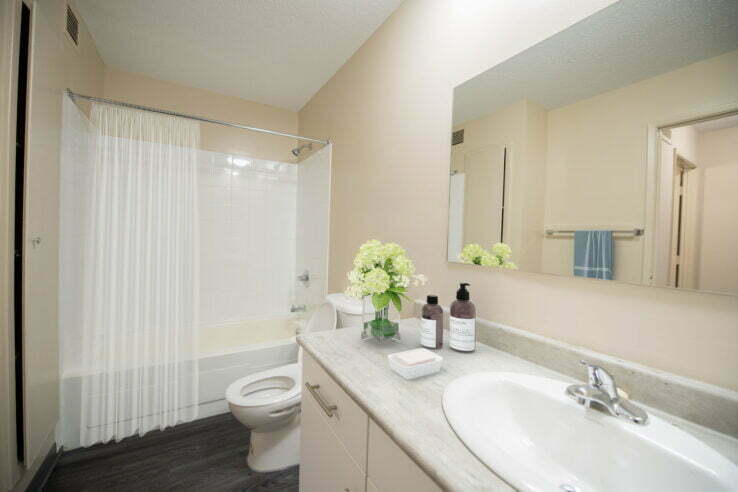 bathroom in a 1 bedroom unit at Golden Arms in Winnipeg, Manitoba