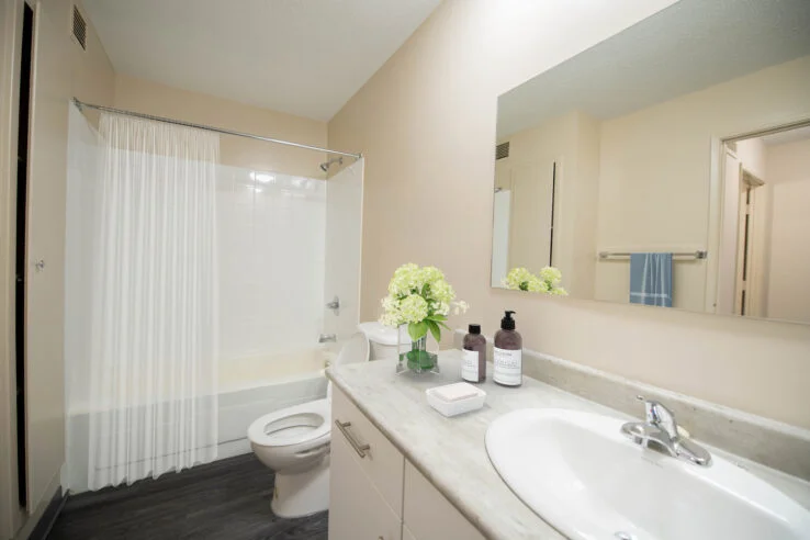 bathroom in a 1 bedroom unit at Golden Arms in Winnipeg, Manitoba