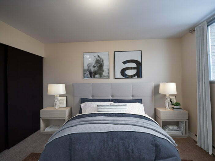 bedroom in a 2 bedroom unit at Grenoble Manor in Winnipeg, Manitoba