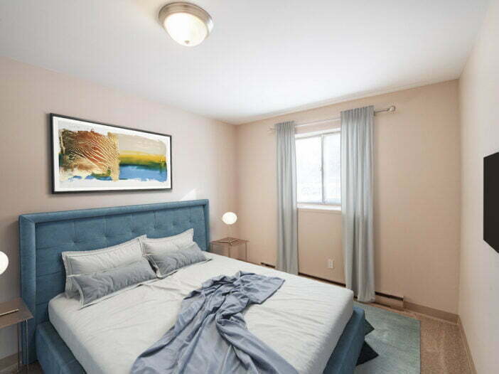 bedroom in a 2 bedroom unit at Kildare Gardens in Winnipeg, Manitoba