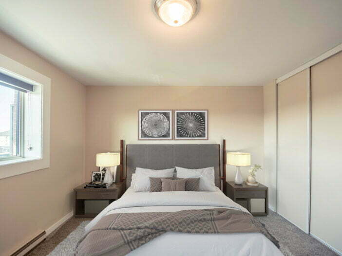 bedroom in a 1 bedroom unit at La Tour Eiffel A in Winnipeg, Manitoba