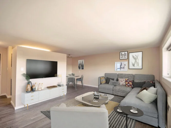 living area in a 1 bedroom unit at La Tour Eiffel B in Winnipeg, Manitoba