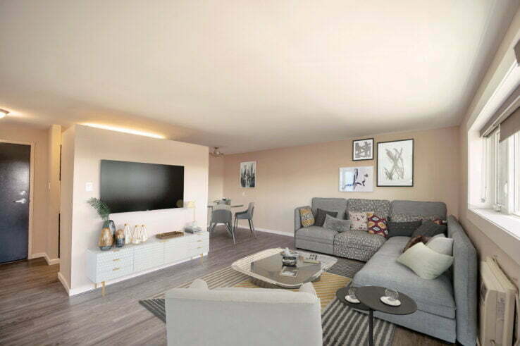 living area in a 1 bedroom unit at La Tour Eiffel B in Winnipeg, Manitoba