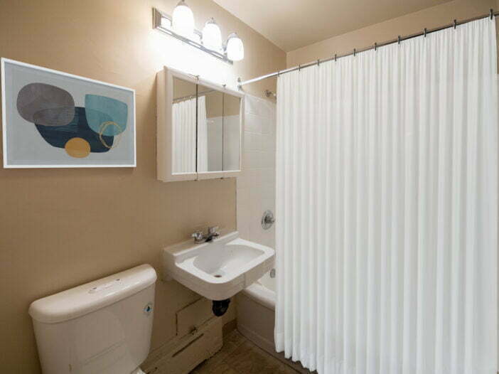bathroom in a 1 bedroom unit at Lady Dale Apartments in Winnipeg, Manitoba