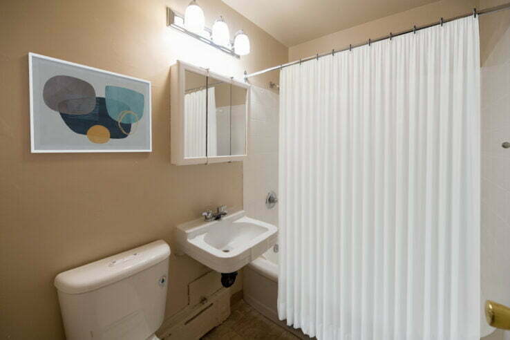 bathroom in a 1 bedroom unit at Lady Dale Apartments in Winnipeg, Manitoba