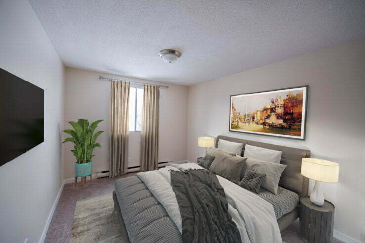 bedroom in a 1 bedroom unit at Newdale Apartments in Winnipeg, Manitoba