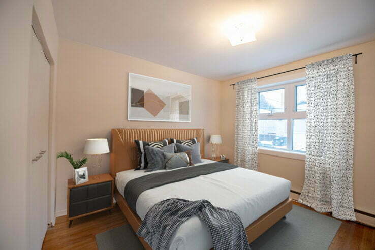 bedroom in a 1 bedroom unit at Pamela Apartments in Winnipeg, Manitoba