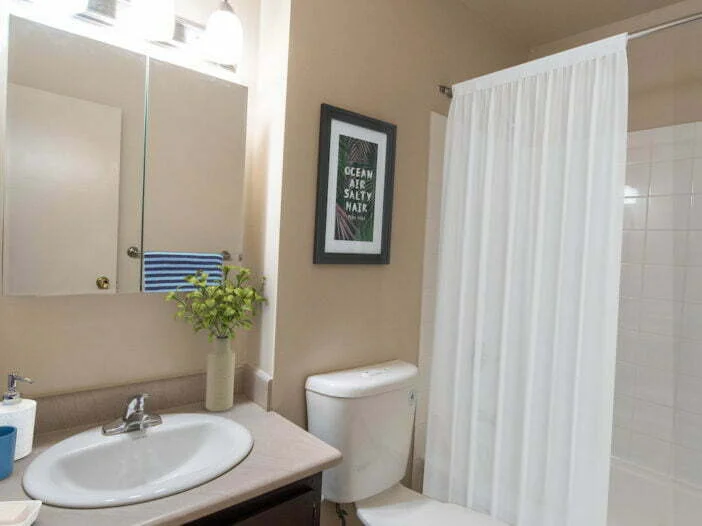 bathroom in a 1 bedroom unit at Peppertree Estates in Winnipeg, Manitoba