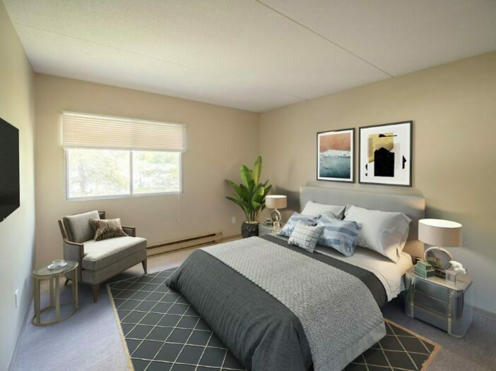 bedroom in a 2 bedroom unit at Shelard Manor in Winnipeg, Manitoba