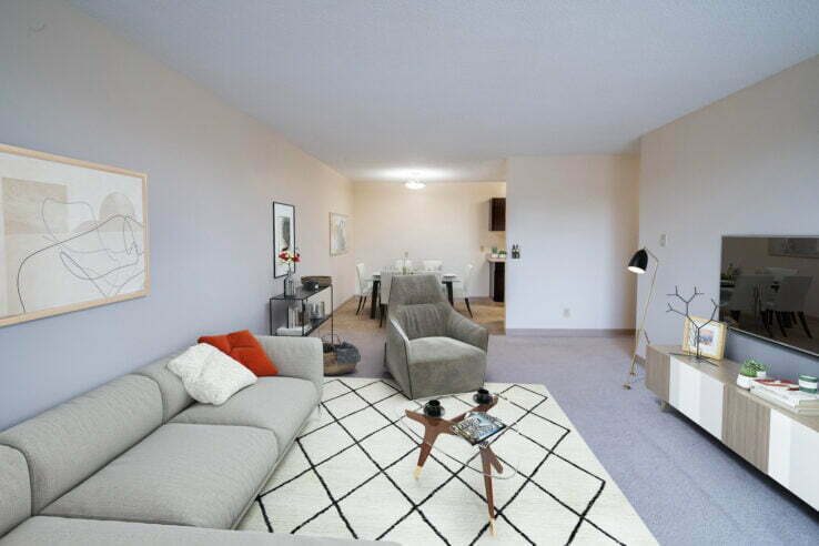 living area in a 2 bedroom unit at Southview Plaza in Winnipeg, Manitoba