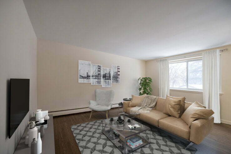 living area in a 2 bedroom unit at Stanley Grove in Winnipeg, Manitoba