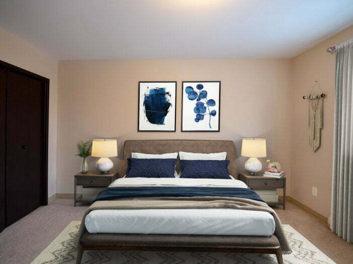 bedroom in a 1 bedroom unit at Strada Villa Apartments in Winnipeg, Manitoba