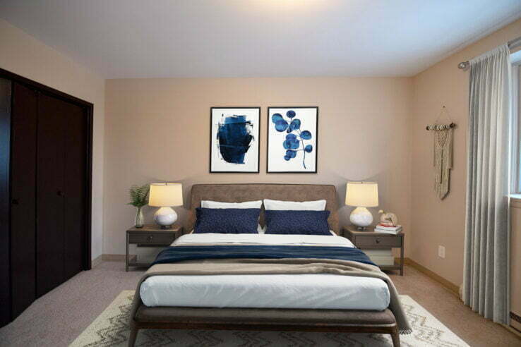 bedroom in a 1 bedroom unit at Strada Villa Apartments in Winnipeg, Manitoba