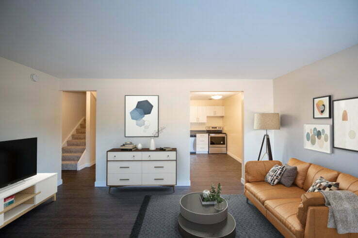living area in a 2 bedroom unit at Vialoux Village in Winnipeg, Manitoba