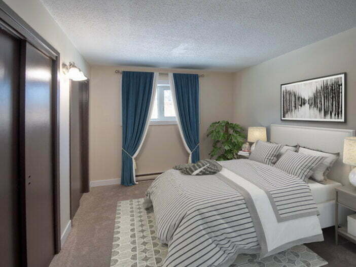 bedroom in a 1 bedroom unit at Vialoux Village in Winnipeg, Manitoba