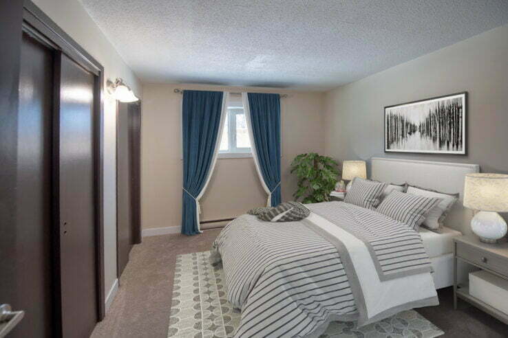 bedroom in a 1 bedroom unit at Vialoux Village in Winnipeg, Manitoba