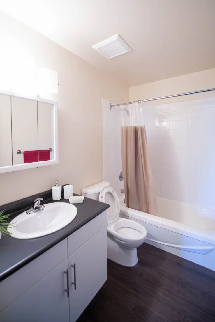 bathroom in a 2 bedroom unit at Vialoux Village in Winnipeg, Manitoba