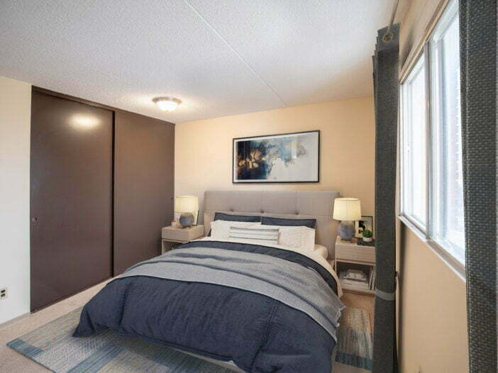 bedroom in a 1 bedroom unit at Windwood Gardens in Winnipeg, Manitoba