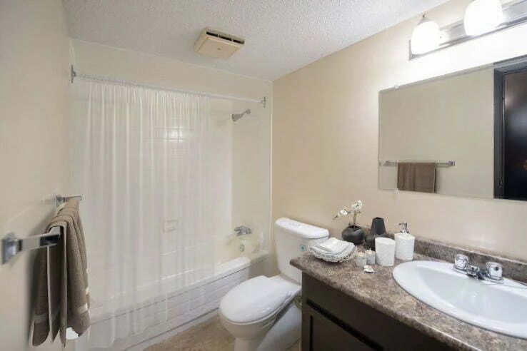 bathroom in a 1 bedroom unit at Windwood Gardens in Winnipeg, Manitoba